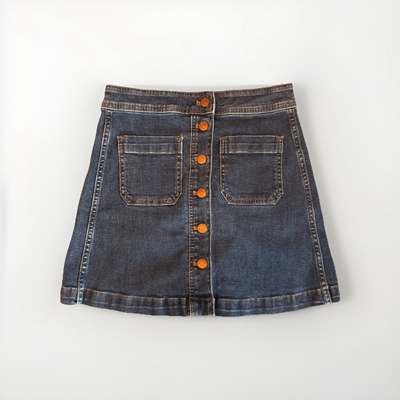 Madewell Dresses & Skirts - Madewell A-line Stretch Button Front Pockets Denim Mini Skirt Women's Size 0 Y2K